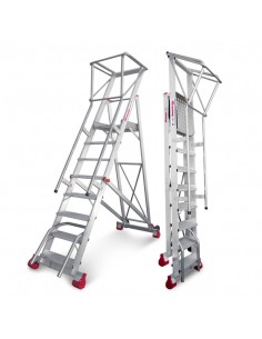 Escalera de Almacén c/ plataforma y ruedas 8 Peld