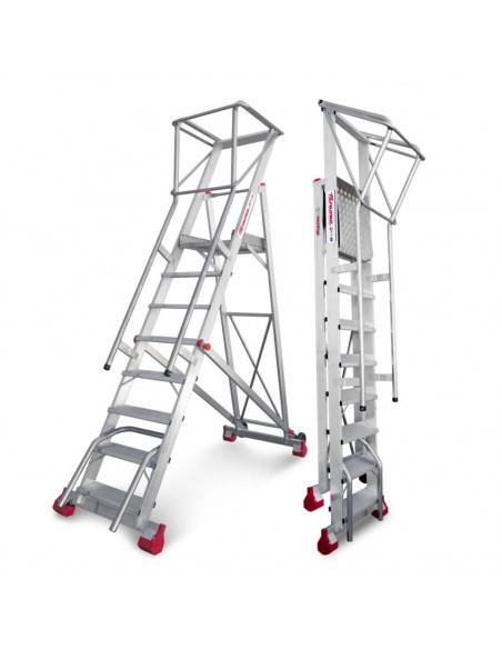 Escalera de Almacén c/ plataforma y ruedas 8 Peld
