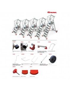 Escalera de Almacén c/ plataforma y ruedas 8 Peld 2