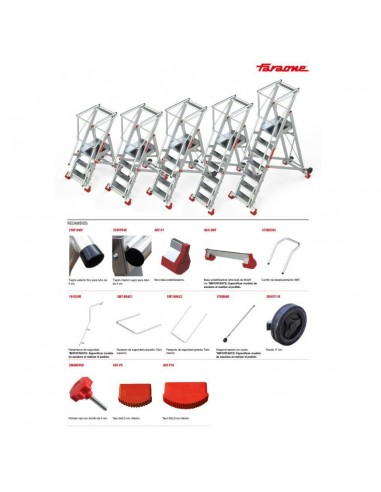 Escalera de Almacén c/ plataforma y ruedas 8 Peld