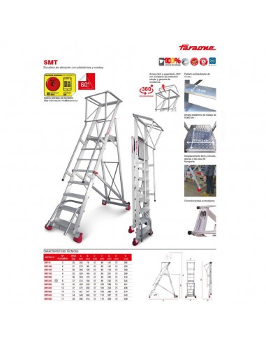 Escalera de Almacén c/ plataforma y ruedas 8 Peld