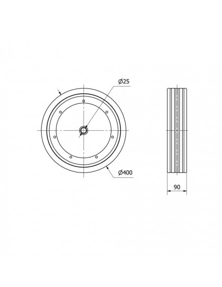 Rueda de goma negra 400