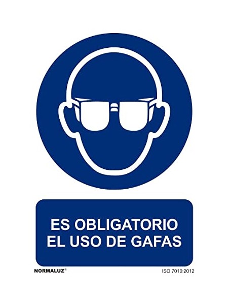 SEÑAL OBLIG EL USO DE GAFAS PVC 0 7mm 210X300mm