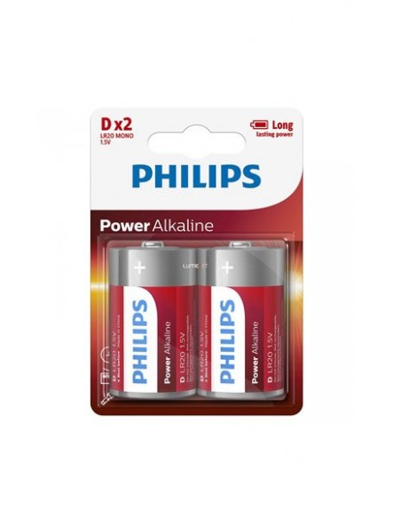 Paq  Pila LR-20 Alkalina D PHILIPS