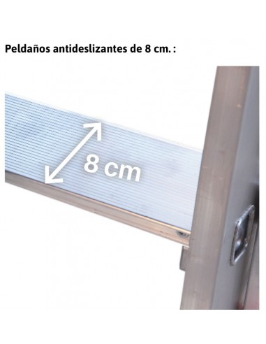 Escalera de apoyo con 10 peldaños anchos