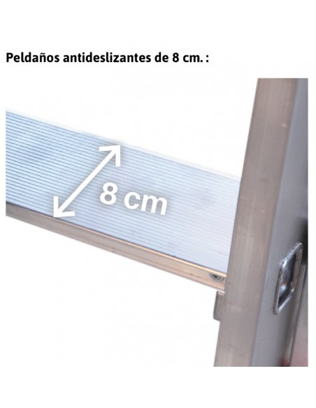 Escalera de apoyo con 10 peldaños anchos