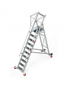 Escalera de almacén con plataforma y ruedas 