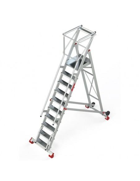 Escalera de almacén con plataforma y ruedas 