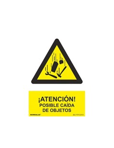 SEÑAL PELIGRO POSIBLE CAIDA DE OBJETOS PVC 0 7mm