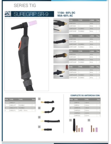 Antorcha SUREGRIP SR-9 Flexible 4 Mtrs 35/50