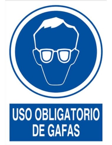 Cartel PVC uso obligatorio de gafas 21 * 29