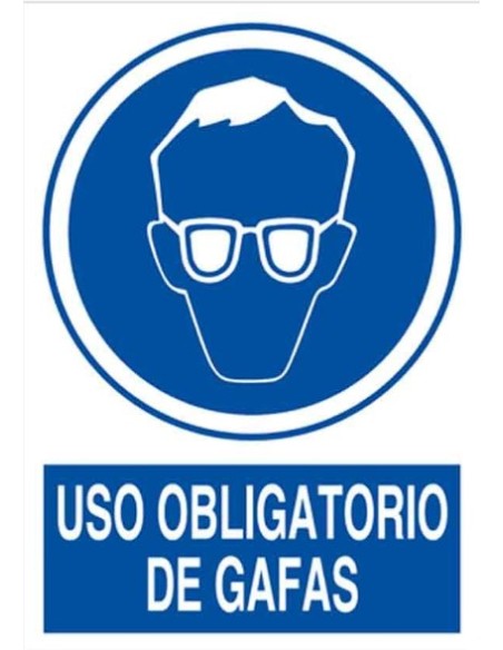 Cartel PVC uso obligatorio de gafas 21 * 29