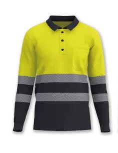 POLO IGNÍFUGO ANTIESTÁTICO MARINO-AMARILLO AV