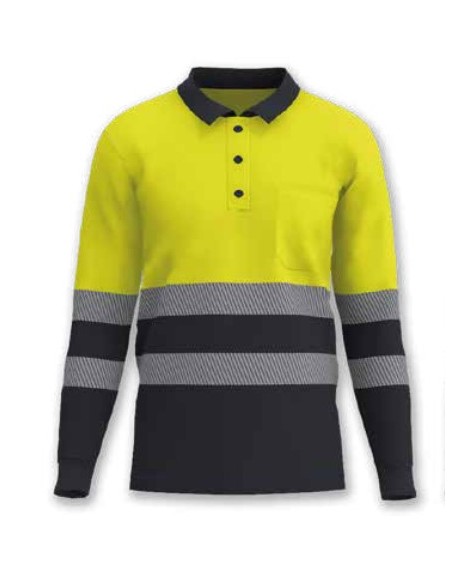 POLO IGNÍFUGO ANTIESTÁTICO MARINO-AMARILLO AV