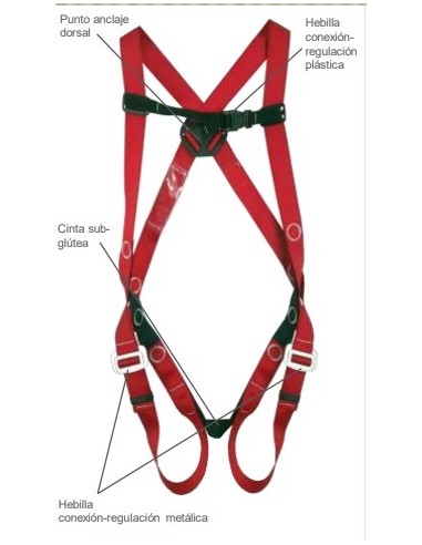 Arnés anticaídas protector ETIQUETA  Peso 140 Kgr 