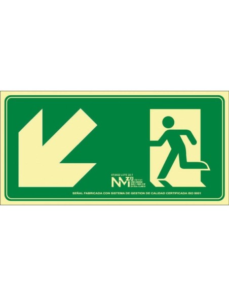 B11131 EVACUACION FLECHA IZQ   PVC 0 7MM 210*300  