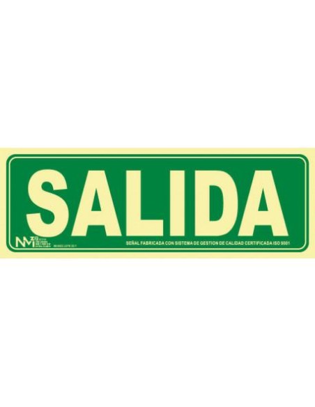 SEÑAL SALIDA PVC 0 7mm Clase B 105X300 MM