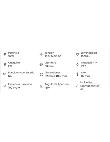Bombilla LED E27 10W 1000 lm A60 IP20