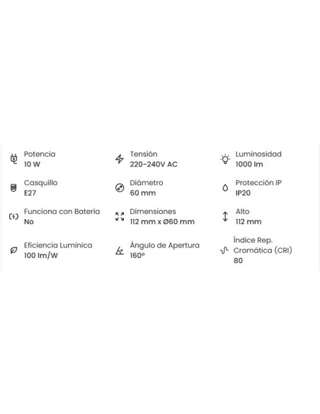 Bombilla LED E27 10W 1000 lm A60 IP20