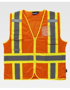 Chaleco de rejilla fluorescente  multibolsillos  