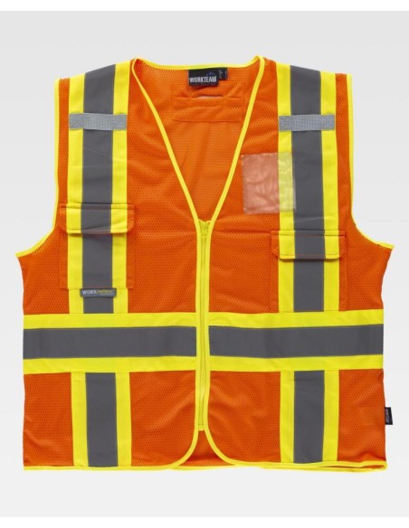 Chaleco de rejilla fluorescente  multibolsillos  