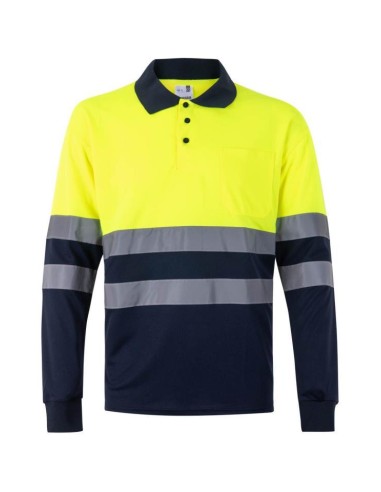 Polo manga larga bicolor reflectante