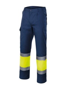Pantalón forrado bicolor multibolsillos